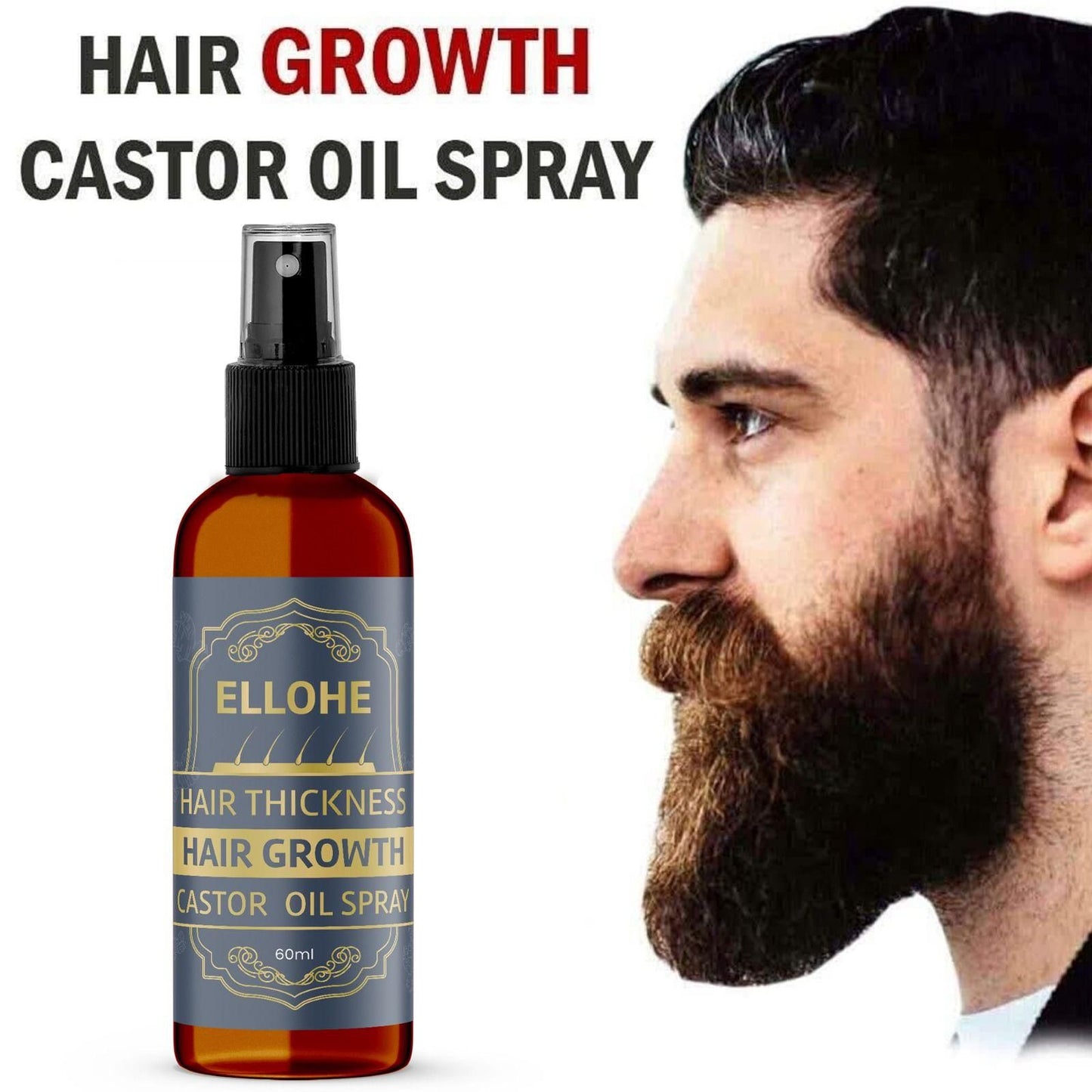 ELLOHE Hair Thickness Hair Growth Castor Oil Spray 60ml Pack of 1